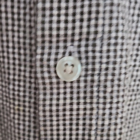 Cherokee Black and White Checkered Seersucker Short Sleeve Button Down, Sz Med - Picture 2 of 4